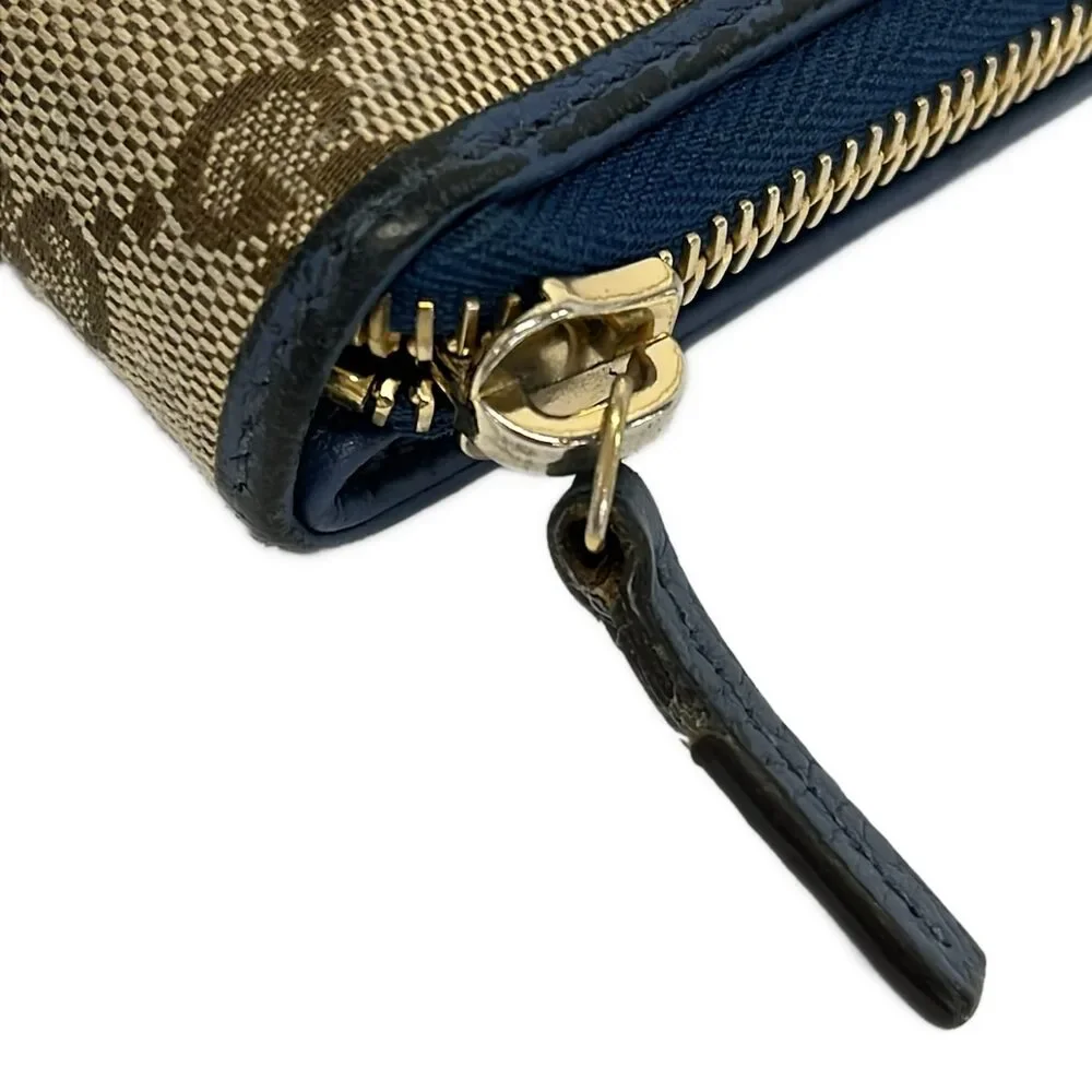 Gucci GG Bifold Wallet 346056 Beige Brown Blue Gray Jacquard Leather - Picture 6 of 7